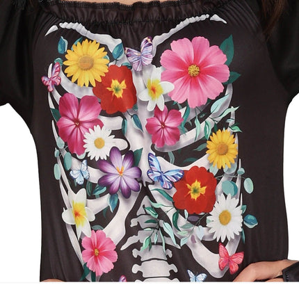 Skelett Halloween Kostüm Damen Tutu Blumen