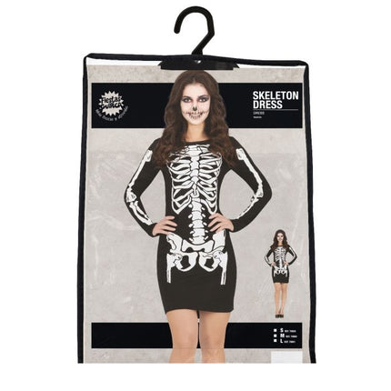 Skelett Halloween Kleid Damen Schwarz Rot