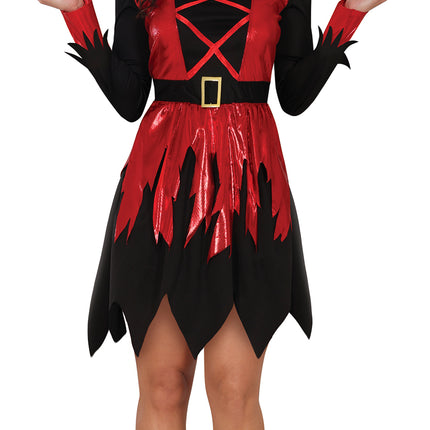 Halloween Kleid Schwarz Rot Ladies Devil