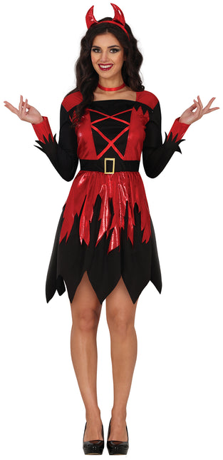 Halloween Kleid Schwarz Rot Ladies Devil