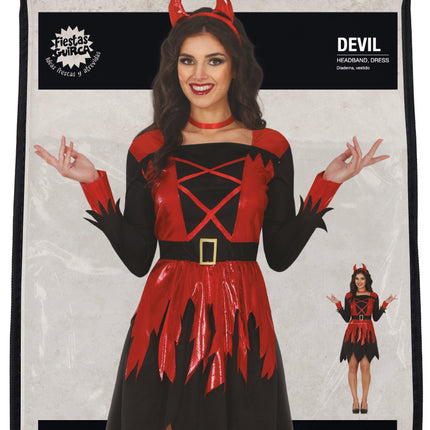 Halloween Kleid Schwarz Rot Ladies Devil