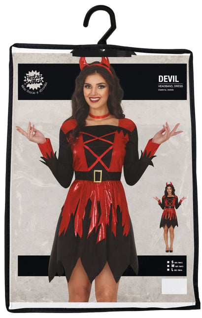 Halloween Kleid Schwarz Rot Ladies Devil