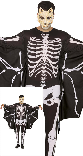 Halloween Kostüm Fledermaus Skelett für Männer