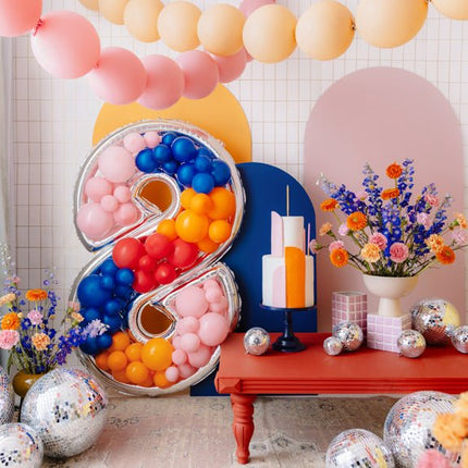 8 Jaar Ballon Frame Zilver 1,26m - Partywinkel - 5904555037540