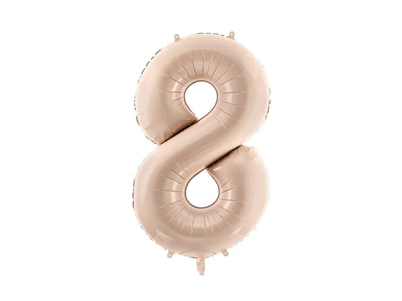 8 Jaar Cijfer Ballon Beige Glans Leeg 72cm van Partydeco koop je bij Partywinkel