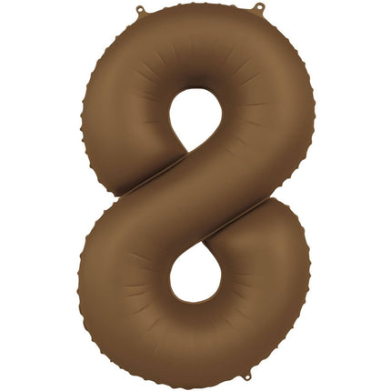 8 Jaar Cijfer Ballon Bruin Mat 86cm van Folat koop je bij Partywinkel