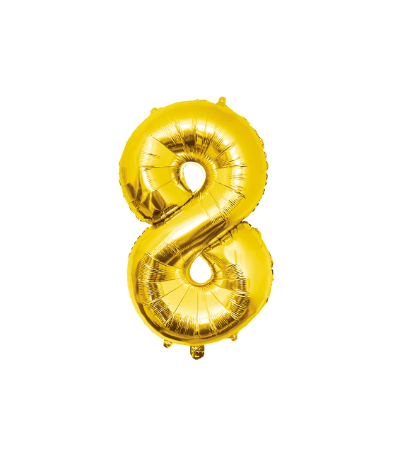8 Jaar Cijfer Ballon Goud Leeg 86cm - Partywinkel - 8716764236976