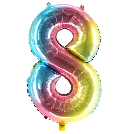 8 Jaar Cijfer Ballon Regenboog Leeg 1m van VDV Benefit koop je bij Partywinkel