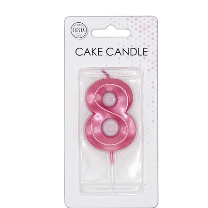 8 Jaar Kaars Roze Metallic 6cm van WeFiesta koop je bij Partywinkel