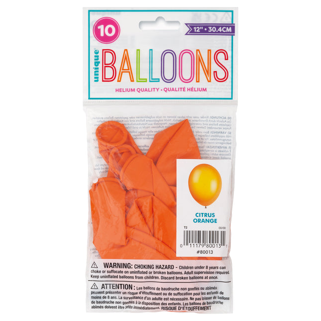 12" Premium Latex Ballons, 10 Stück - Zitrus Orange