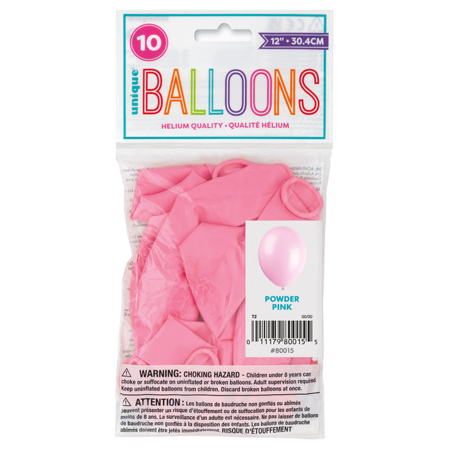 12" Premium Latex Ballons, 10 Stück - Puderrosa