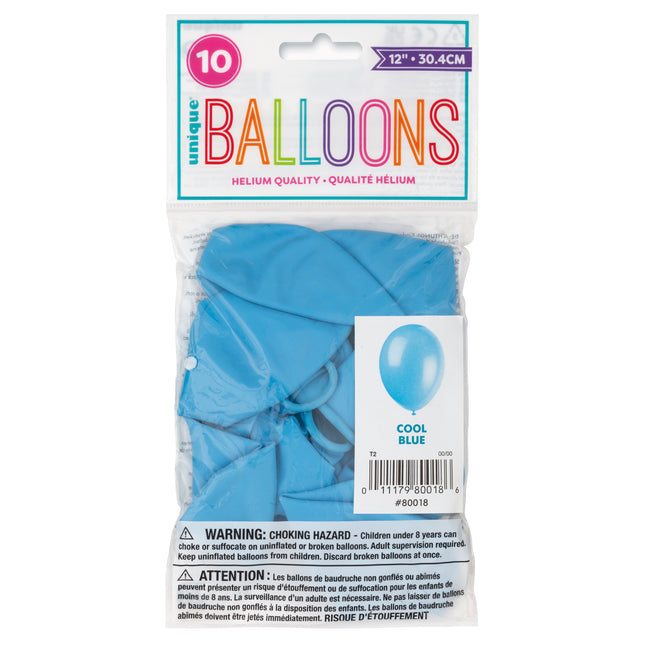 12" Premium Latex Ballons, 10ct - Cool Blue
