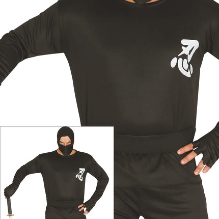 Ninja Kostüm Männer Schwarz L