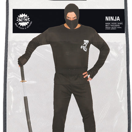 Ninja Kostüm Männer Schwarz L