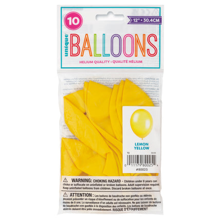 Gelbe Luftballons Zitrone 30cm 10Stk