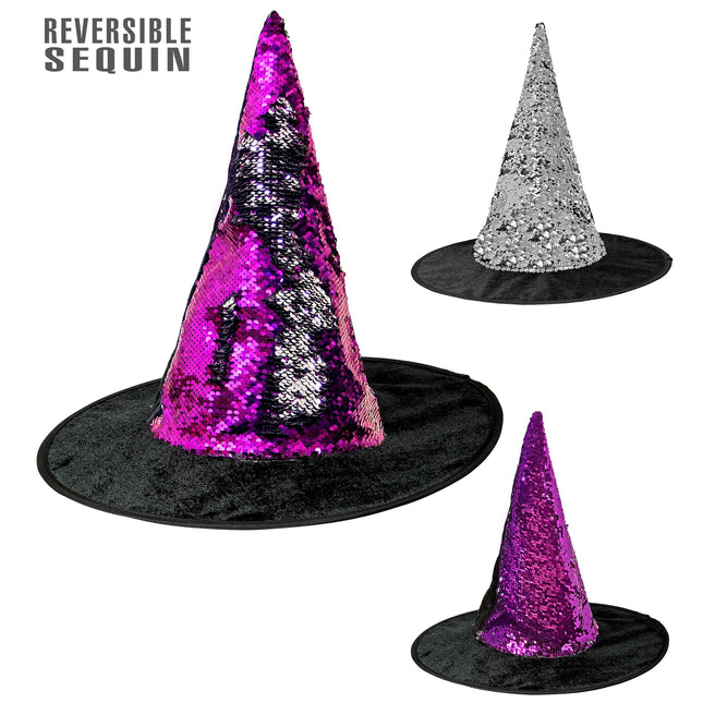 Lila Schwarzer Hexenhut Reversible