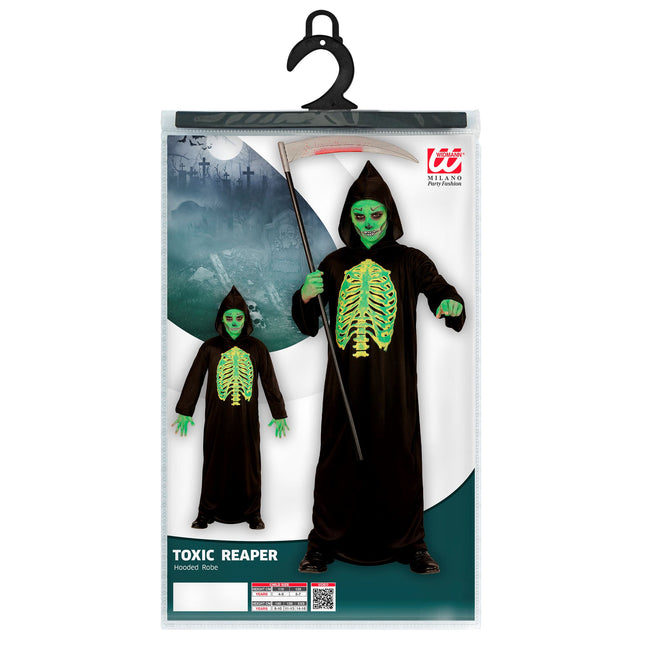 Halloween Kostüm Schwarz Grün Kind Skinny Sensenmann