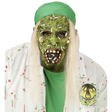 Halloween Maske Grüner Zombie mit Haaren