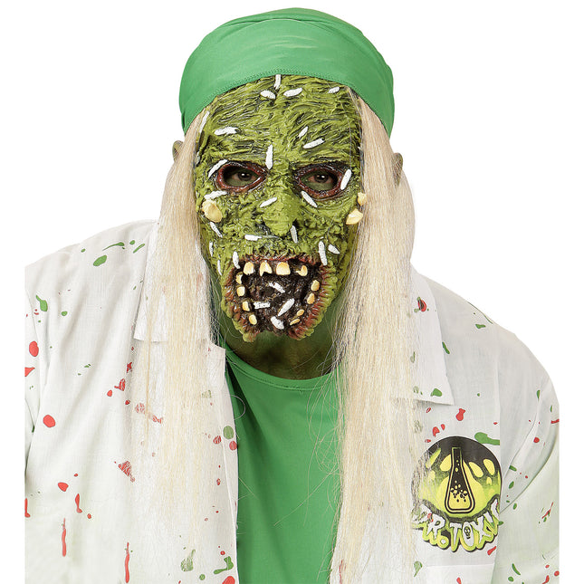 Halloween Maske Grüner Zombie mit Haaren
