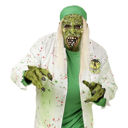 Halloween Maske Grüner Zombie mit Haaren