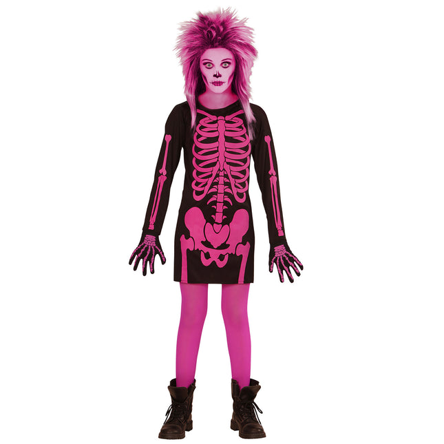 Halloween Kleid Schwarz Rosa Mädchen