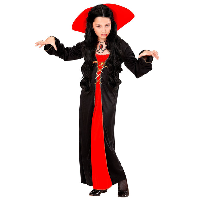 Halloween Kleid Rot Schwarz Mädchen Vampir 2 Stück