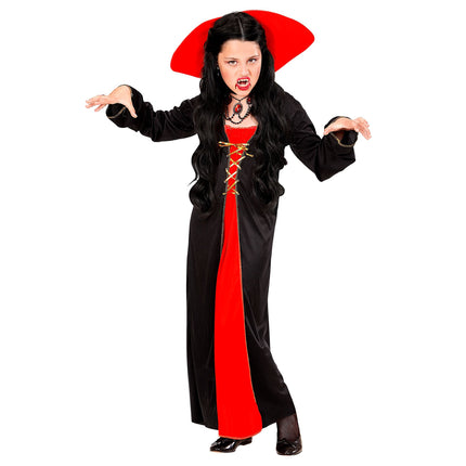 Halloween Kleid Rot Schwarz Mädchen Vampir 2 Stück