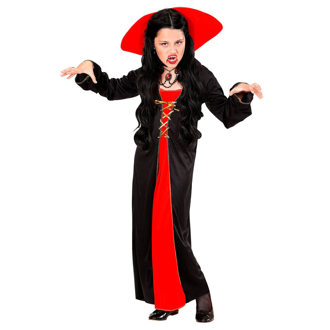 Halloween Kleid Rot Schwarz Mädchen Vampir 2 Stück