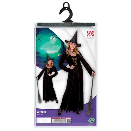 Halloween Kleid Schwarz Damen Hexe 2 Stück