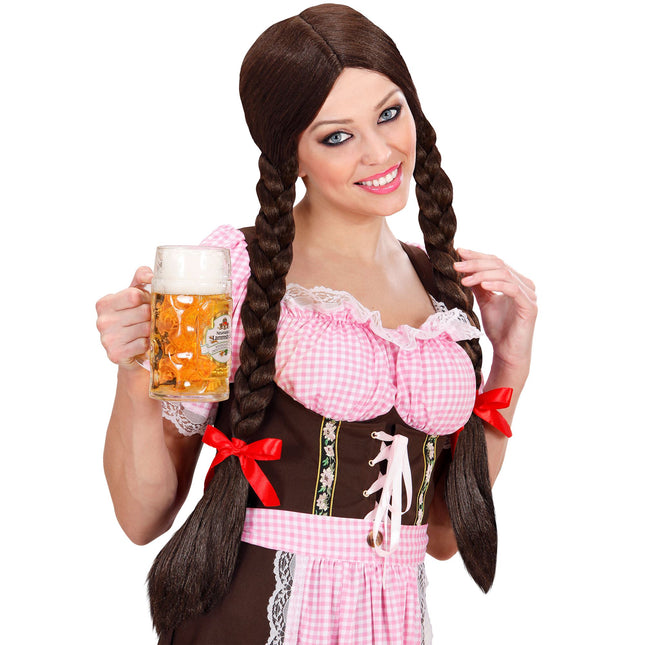 PERÜCKE, LANGE ZÖPFE BRAUN