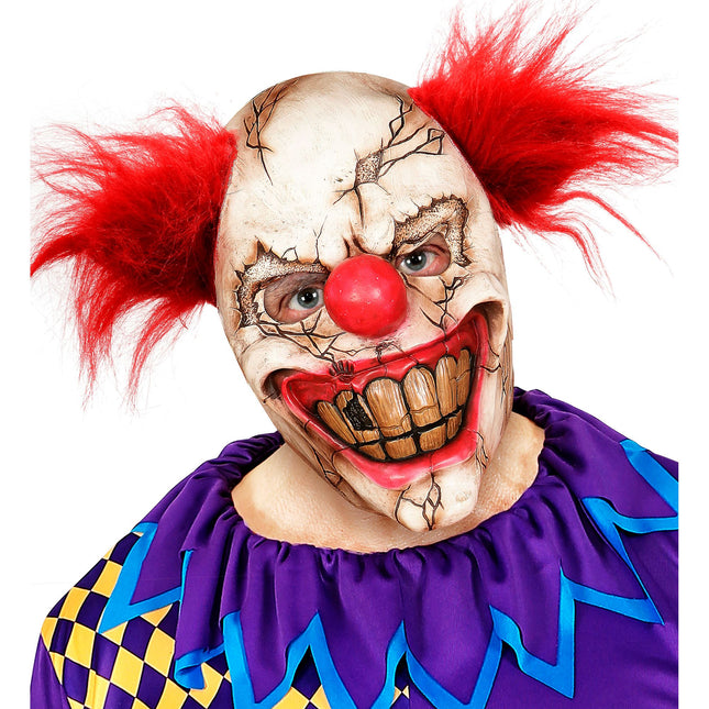Halloween Maske Weißer Killer Clown mit Haaren
