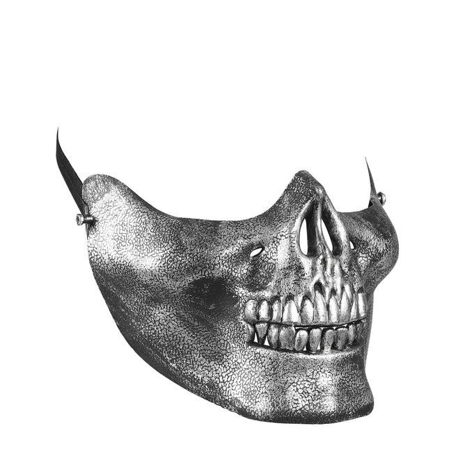 Halloween-Mundstück Silberner Totenkopf