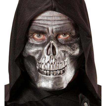 Halloween-Mundstück Silberner Totenkopf