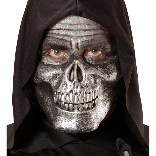 Halloween-Mundstück Silberner Totenkopf