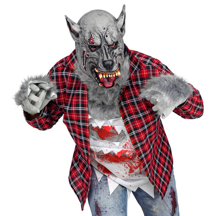 Halloween Maske Grau Werwolf Horror