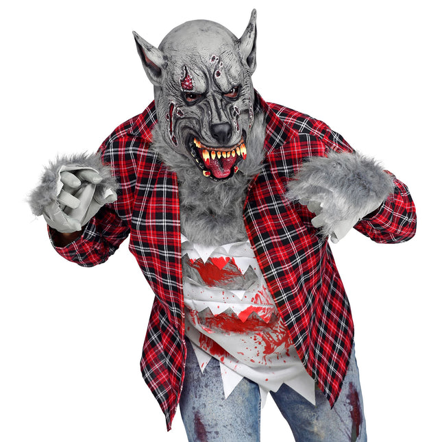 Halloween Maske Grau Werwolf Horror