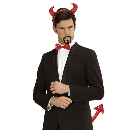 Rotes Accessoire Set Teufel Pailletten
