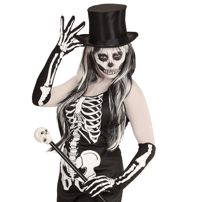 Halloween Handschuhe Skelett 50cm