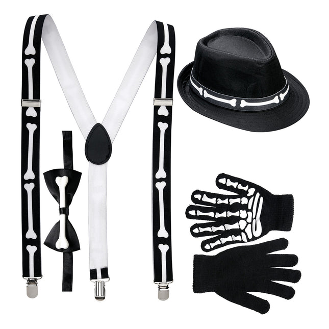 Halloween Zubehör Set Skelett 4 Stück