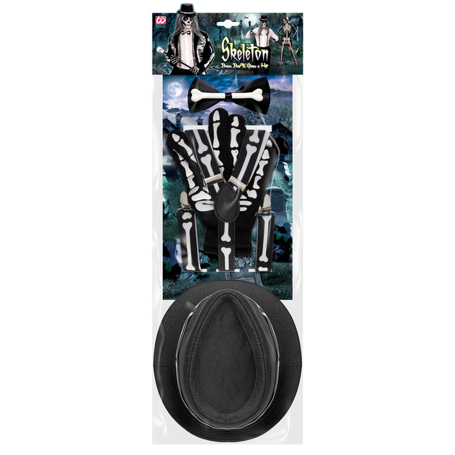 Halloween Zubehör Set Skelett 4 Stück
