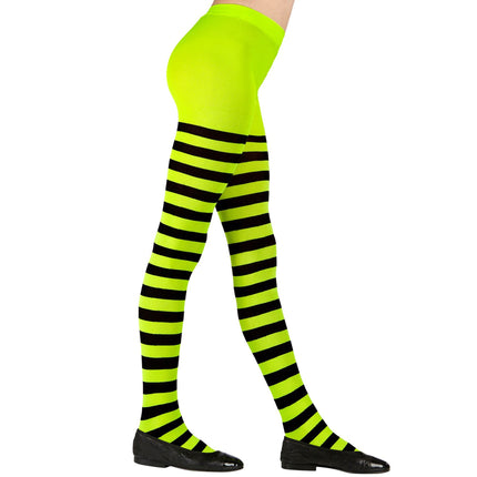 Schwarz-grüne Strumpfhose Kind gestreift