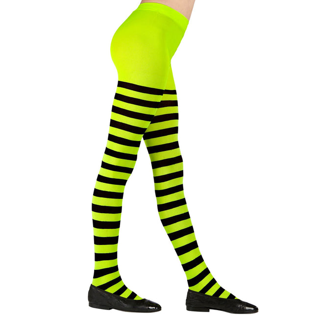 Schwarz-grüne Strumpfhose Kind gestreift