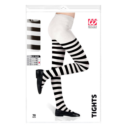 Schwarz Weiße Strumpfhose Kind Gestreift