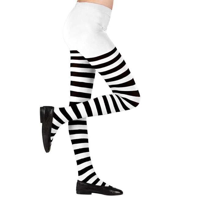 Schwarz Weiße Strumpfhose Kind Gestreift