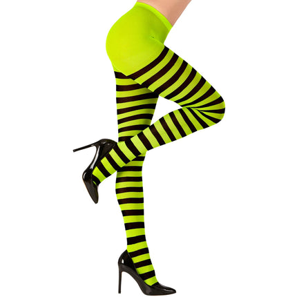 Halloween Strumpfhose Schwarz Grün Gestreift