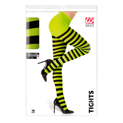 Halloween Strumpfhose Schwarz Grün Gestreift