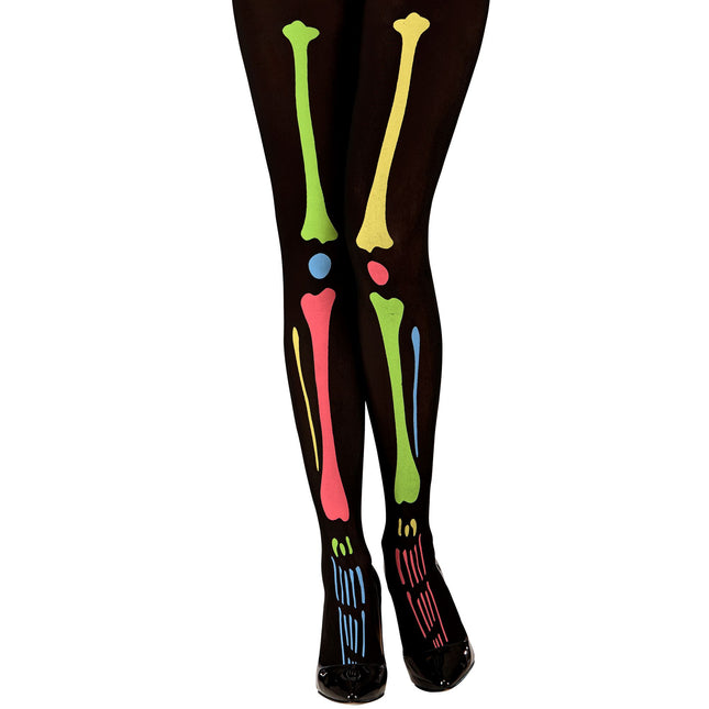 Halloween Strumpfhose Buntes Skelett