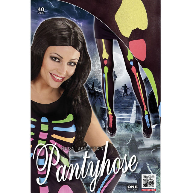 Halloween Strumpfhose Buntes Skelett