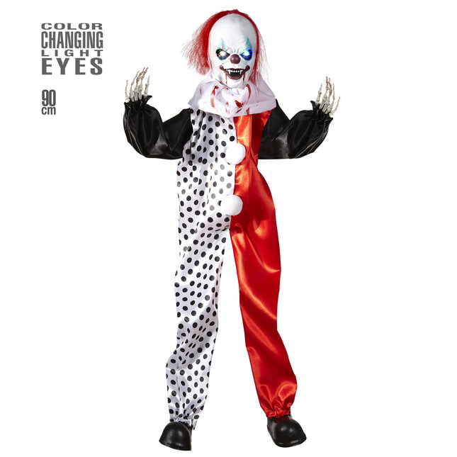 Halloween Puppe Clown mit Lichtern 90cm