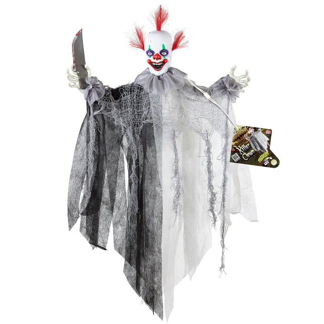 Halloween Puppe Clown mit Licht und Sound 60cm